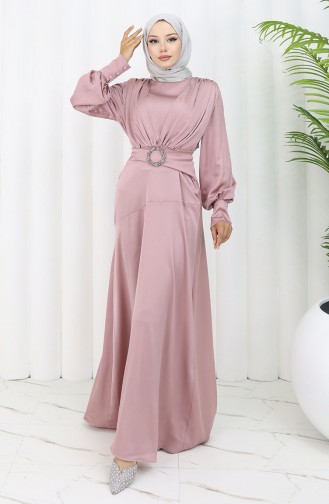 Robe De Soirée Superposée En Satin 6001-06 Poudre 6001-06