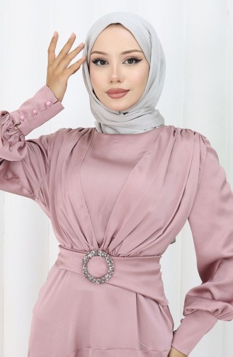 Robe De Soirée Superposée En Satin 6001-06 Poudre 6001-06