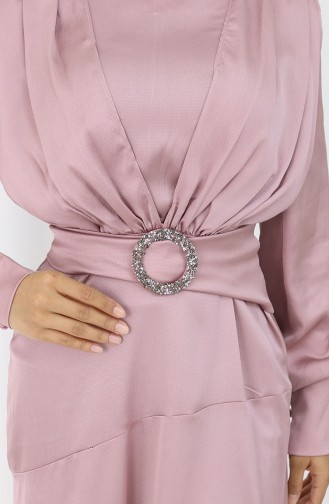 Robe De Soirée Superposée En Satin 6001-06 Poudre 6001-06