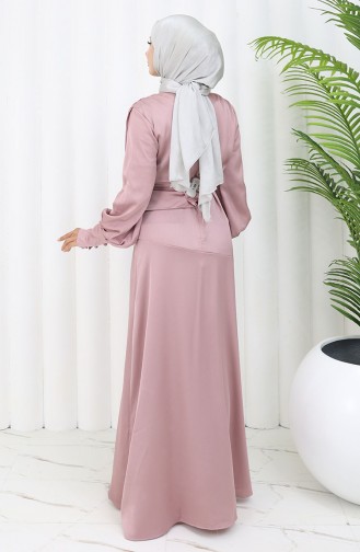 Robe De Soirée Superposée En Satin 6001-06 Poudre 6001-06