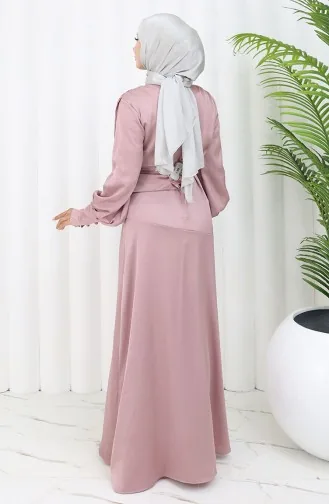 Layered Satin Evening Dress 6001-06 Powder 6001-06