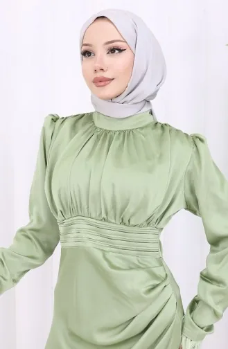 فستان سهرة ساتان 6374-01 أخضر 6374-01