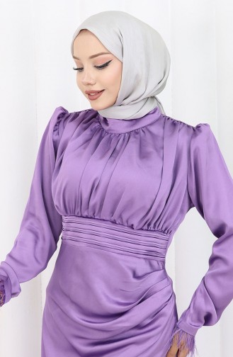 فستان سهرة ساتان  6374-03 بنفسجي فاتح 6374-03