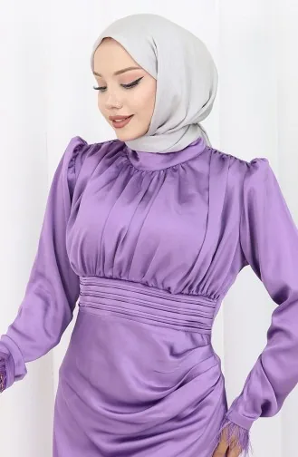 Pleated Satin Evening Dress 6374-03 Lilac 6374-03