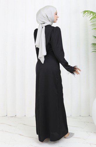 فستان سهرة ساتان  6374-06 أسود 6374-06