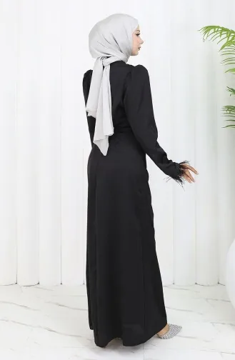 Pleated Satin Evening Dress 6374-06 Black 6374-06