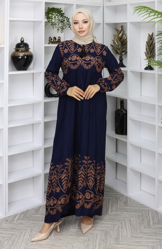 Navy Blue İslamitische Jurk 4076-01