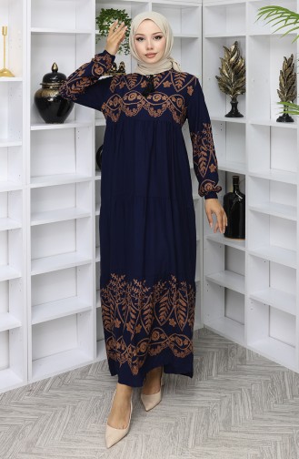 Navy Blue İslamitische Jurk 4076-01