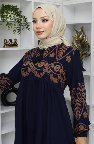 Navy Blue İslamitische Jurk 4076-01
