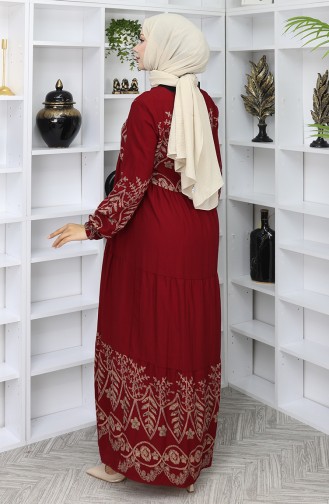 Claret red İslamitische Jurk 4076-05