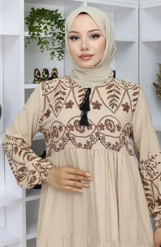 Gedessineerde Viscosejurk 4076-06 Mink 4076-06