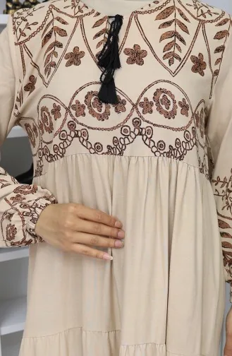 Gedessineerde Viscosejurk 4076-06 Mink 4076-06