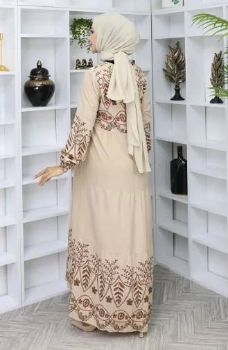 Gedessineerde Viscosejurk 4076-06 Mink 4076-06