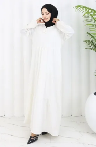 فستان من الكتان والفيسكوز 4079-01 بيج فاتح 4079-01