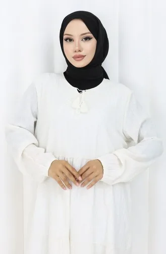 فستان من الكتان والفيسكوز 4079-01 بيج فاتح 4079-01