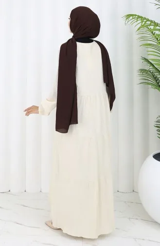 فستان من الكتان والفيسكوز 4079-02 كريمي 4079-02