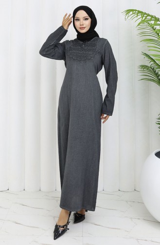 Gray Hijab Dress 4433-01