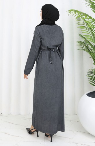 Gray Hijab Dress 4433-01