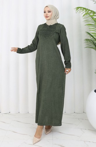 Şile Bezi Otantik Elbise 4433-02 Haki