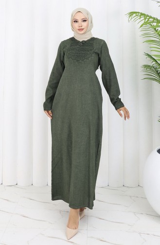 Şile Bezi Otantik Elbise 4433-02 Haki