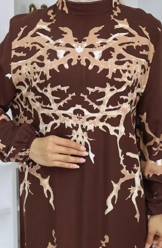 Robe à Motifs En Viscose 2040-04 Vison Marron 2040-04