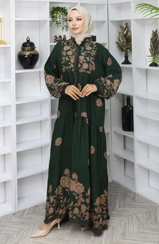 Viscose Stof Patroon Jurk 2045-01 Smaragdgroen 2045-01