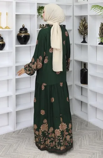 Viscose Stof Patroon Jurk 2045-01 Smaragdgroen 2045-01