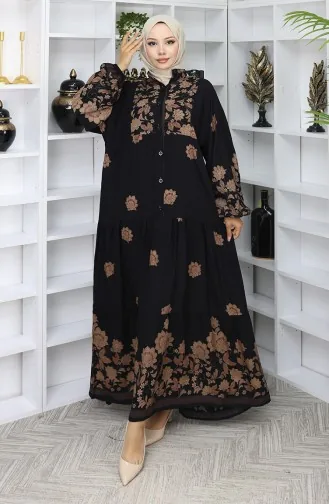 Viscose Stof Patroon Jurk 2045-03 Zwart 2045-03