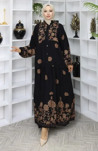 Viscose Stof Patroon Jurk 2045-03 Zwart 2045-03