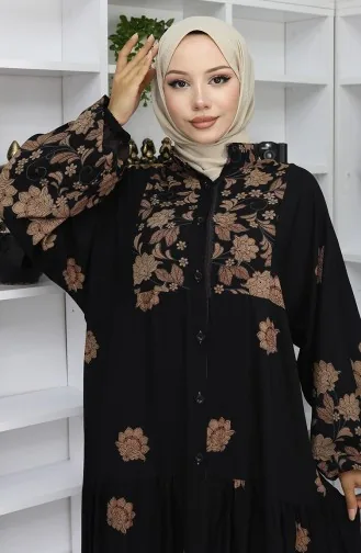 Viscose Stof Patroon Jurk 2045-03 Zwart 2045-03