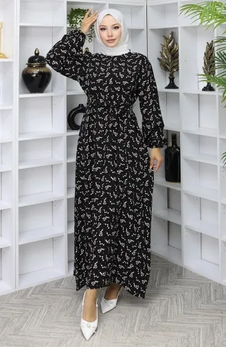 Gestreepte Jurk Met Riem 2049-04 Zwart 2049-04