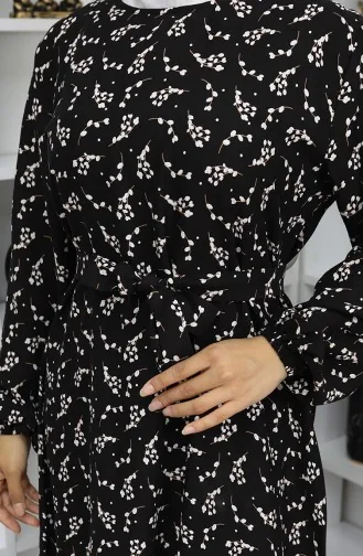 Gestreepte Jurk Met Riem 2049-04 Zwart 2049-04