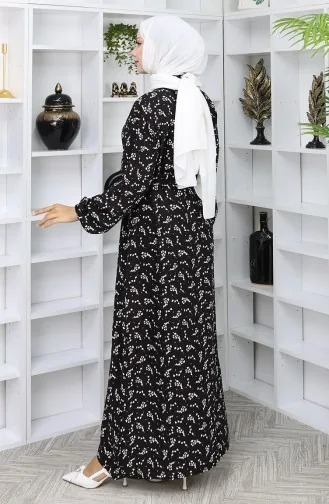 Gestreepte Jurk Met Riem 2049-04 Zwart 2049-04