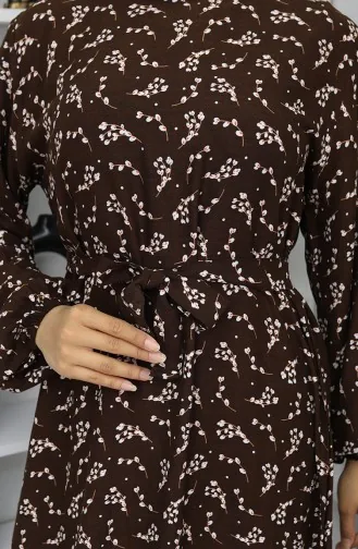 Gestreepte Jurk Met Riem 2049-05 Bruin 2049-05