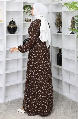 Gestreepte Jurk Met Riem 2049-05 Bruin 2049-05