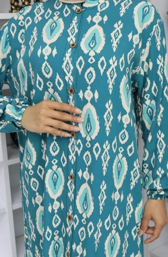 Viskose Stoff Kleid Mit Knöpfen 2050-01 Petrol 2050-01