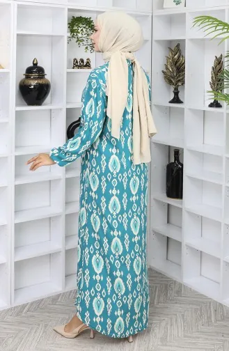 Viskose Stoff Kleid Mit Knöpfen 2050-01 Petrol 2050-01