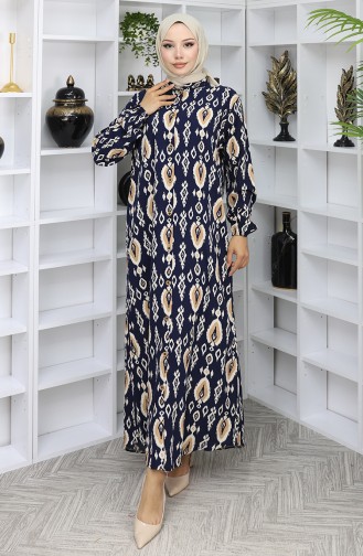 Navy Blue İslamitische Jurk 2050-05