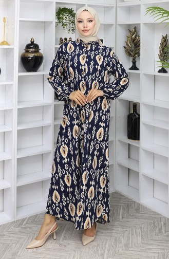 Navy Blue İslamitische Jurk 2050-05
