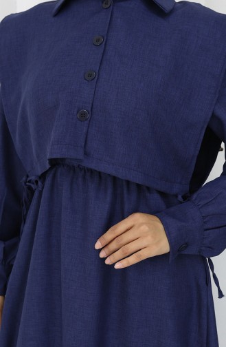 Gömlek Yaka Bolero Detaylı Elbise 2051-01 Lacivert
