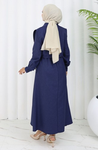 Gömlek Yaka Bolero Detaylı Elbise 2051-01 Lacivert
