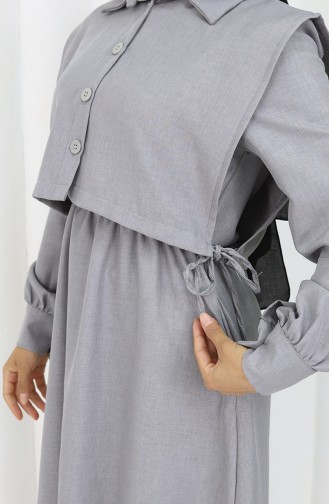 Gömlek Yaka Bolero Detaylı Elbise 2051-02 Gri