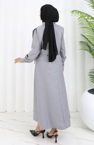 Gömlek Yaka Bolero Detaylı Elbise 2051-02 Gri