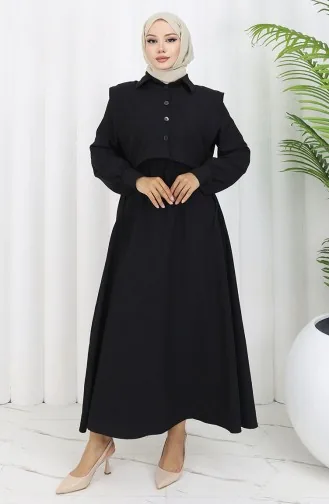 Shirtkraag Bolero Detail Jurk 2051-04 Zwart 2051-04