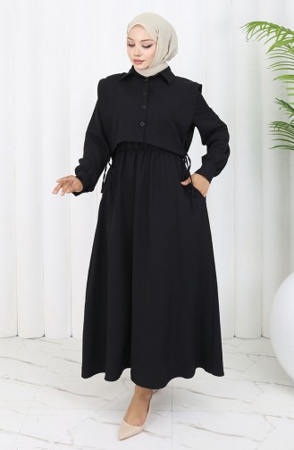 Gömlek Yaka Bolero Detaylı Elbise 2051-04 Siyah