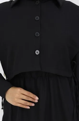 Shirtkraag Bolero Detail Jurk 2051-04 Zwart 2051-04