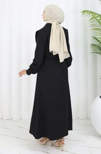 Shirtkraag Bolero Detail Jurk 2051-04 Zwart 2051-04