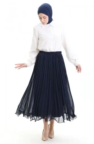 Piliseli Şifon Etek 71262-02 Lacivert