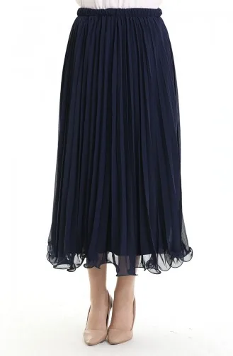 Piliseli Şifon Etek 71262-02 Lacivert