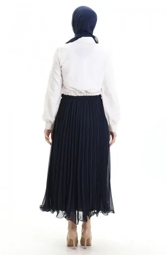 Piliseli Şifon Etek 71262-02 Lacivert